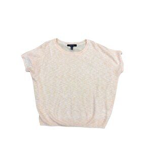 ELLEN TRACY Knit Blouse Top Shirt Women's MEDIUM Beige Short Sleeve Viscose‌